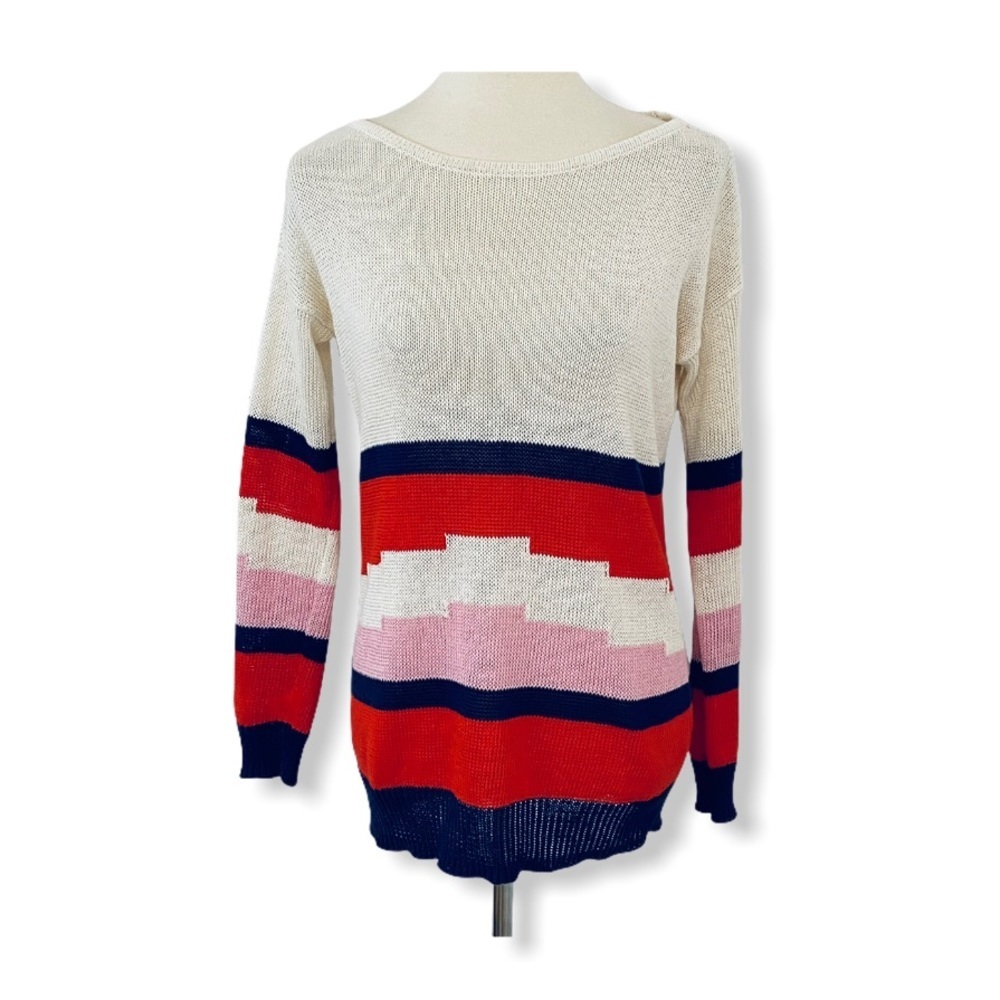 Madewell Linen Blockstop Oversize Color Block Swe… - image 2